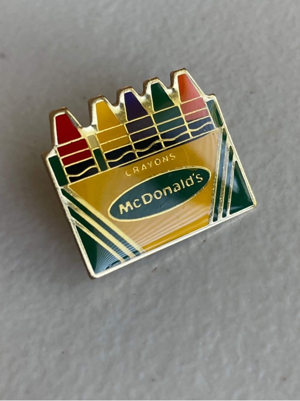 Vintage McDonald's Crayon Box Enamel Pin with Multicolor Tips